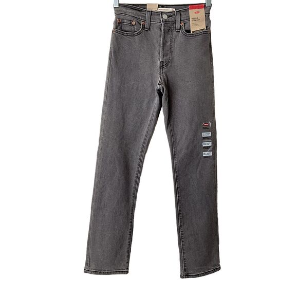 Levi’s Jeans Charcoal Button Fly High Rise Wedgie Straight 24 - Picture 1 of 12